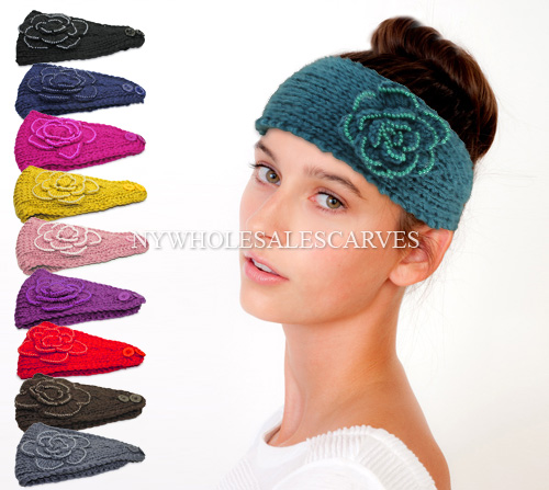 Fashion Flower Headbands H5044 (9 Colors, 1 Doz)