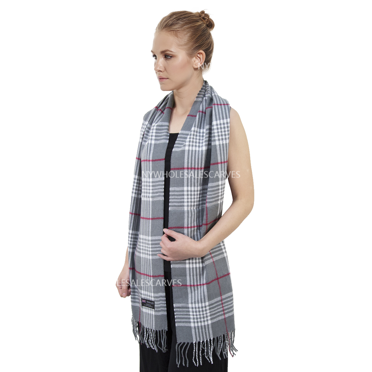 Giant Check Scarf #949 Color: Grey
