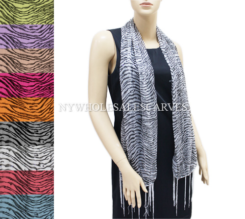 Zebra Print Rayon Scarves X11703 (11Colors, 20 pcs)