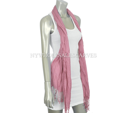 Wrinkle Solid Scarf M-07 Color: Salmon