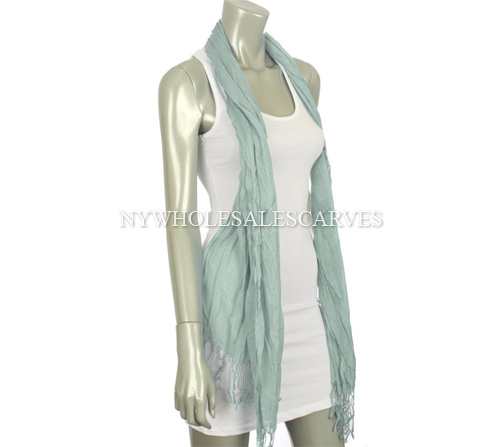 Wrinkle Solid Scarf M-55 Color: L-SteelBlue