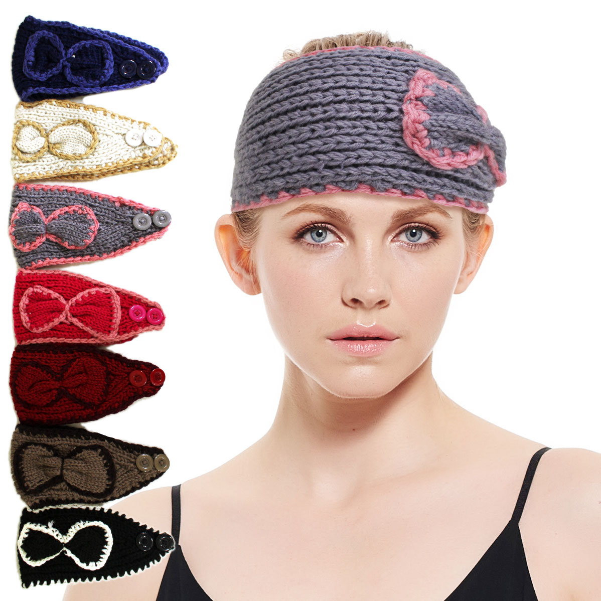 Knit Bow Head Band X12156 (7 Colors, 1 Doz)
