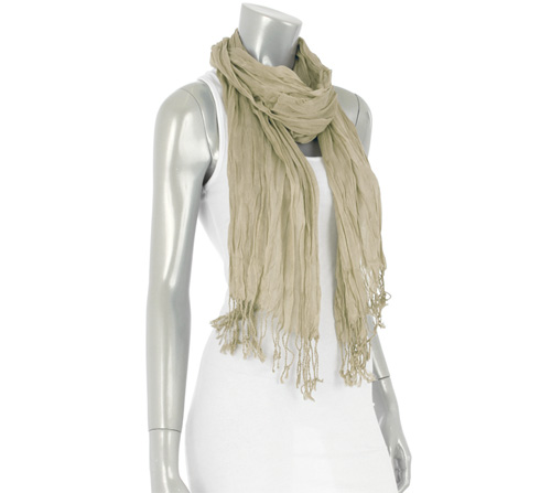 Wrinkle Solid Scarf M-06 Color: Khaki