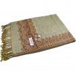 Border Pattern Pashmina PL0308 Light Olive