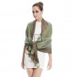 Border Pattern Pashmina PL0308 Light Olive