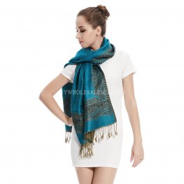 Border Pattern Pashmina PL0311 Turquoise  Border Pattern Pashmina PL0311 Turquoise