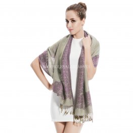 Border Pattern Pashmina PL0316 Grey Purple  Border Pattern Pashmina PL0316 Grey Purple