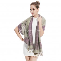 Border Pattern Pashmina PL0316 Grey Purple