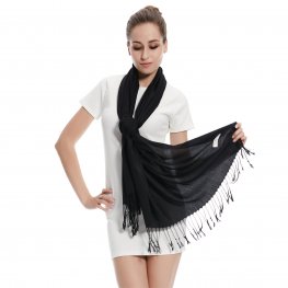 Solid Silky Pashmina 8101 Black  Solid Silky Pashmina 8101 Black