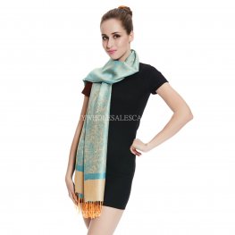 Jacquard Pashmina PL1845 Blue Orange  Jacquard Pashmina PL1845 Blue Orange