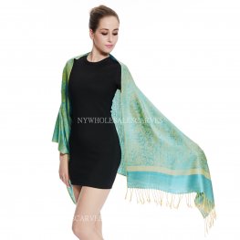 Jacquard Pashmina PL1852 Blue Yellow  Jacquard Pashmina PL1852 Blue Yellow