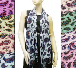 Paisley Pattern Cotton Scarves 20265S (7 Colors 1 Doz)  Paisley Pattern Cotton Scarves 20265S (7 Colors 1 Doz)