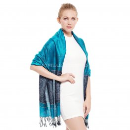 Lurex Paisley Pashmina 6302 Turquoise Black