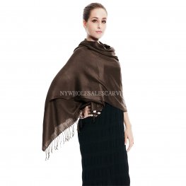 Solid Silky Pashmina 8107 Dark Brown  Solid Silky Pashmina 8107 Dark Brown