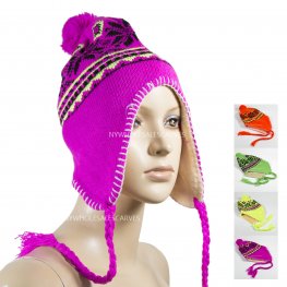 Snowflake Knit Pom-pom Ski Hat A8829 (4 Colors, 1 Doz)