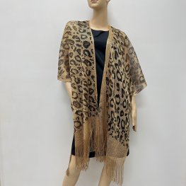 Leopard Metallic Oblong Party Shawl AM23117-5 Gold