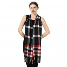 Cashmere Feel Scarf SW-30 BK/WT/RED