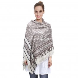 Speckle & Border Pattern Blanket Scarf YZ60 Brown  Speckle & Border Pattern Blanket Scarf YZ60 Brown