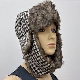 Houndstooth Winter Hat W/ Earflaps H3
