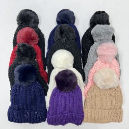 Metallic Knit Fleeced Lined Hat H53191 (8 Colors 1 Doz)
