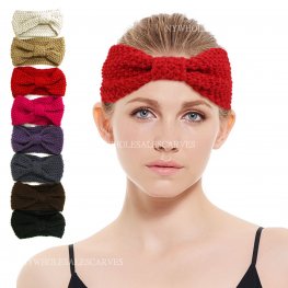 Knit Bow Head Band X12153 (8 Colors, 1Doz)