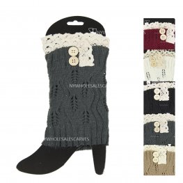 Lace Floral Knit Leg Warmer HC841 (5 Colors 1 Doz)