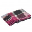 23105 Long Warm Mohair Tassels Plaid Scarf Shawl Black/Burgundy