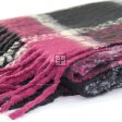 23105 Long Warm Mohair Tassels Plaid Scarf Shawl Black/Burgundy