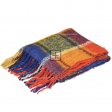 23105Long Warm Mohair Tassels Plaid Scarf Shawl Orange/Blue