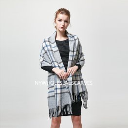 Cashmere Feel Shawl Color: Grey/Navy HF2311202