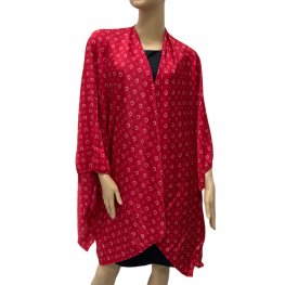 Red Omega Symbol Print Kimono HR23021-129  Red Omega Symbol Print Kimono HR23021-129