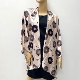 DJ Hand Vinyl Disc Pattern Kimono HR23021-138  DJ Hand Vinyl Disc Pattern Kimono HR23021-138