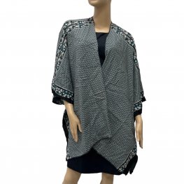 Teal Geometric Print Kimono HR23021-31  Teal Geometric Print Kimono HR23021-31