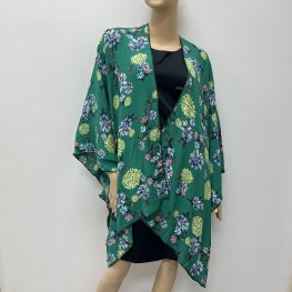 Green Floral Print Kimono HR23021-87
