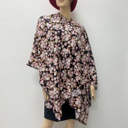 Casual Pink Floral Kimono Beachwear: HR23021-10