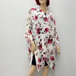 Elegant Peony Print Kimono HR23021-124