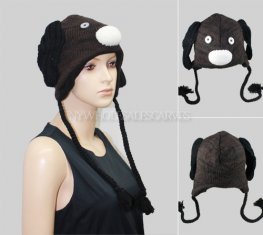 Knit Animal Hats #230673 D-Brown Puppy
