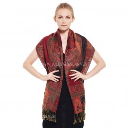 Indian Paisley Pashmina IPB02 Burgundy