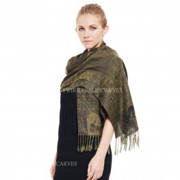 Indian Paisley Pashmina IPB09 Taupe  Indian Paisley Pashmina IPB09 Taupe