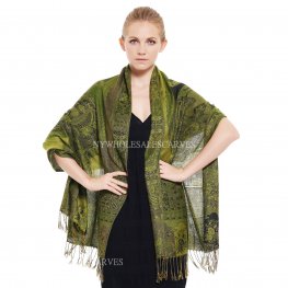Indian Paisley Pashmina IPB14 Green  Indian Paisley Pashmina IPB14 Green
