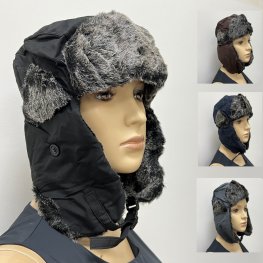 Cotton Faux Fur Trapper Winter Hat JH063 (4COLORS , 1DZ)