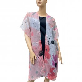 Cozy Polka Dot Floral Kimono K001-1 Pink