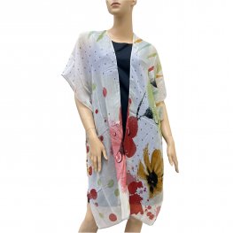 Cozy Polka Dot Floral Kimono K001-5 Green