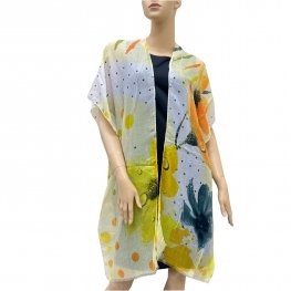 Cozy Polka Dot Floral Kimono K001-6 Yellow