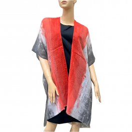 Casual Tie-dye Kimono K007-6 Red/Grey