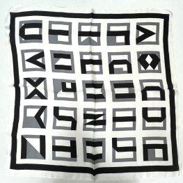 Satin Geometric Scarf LR2012-1 Ivory/Black