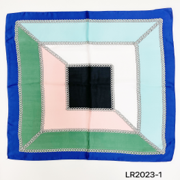 Satin Geometric Scarf LR2023-2 Green/Pink/blue/white