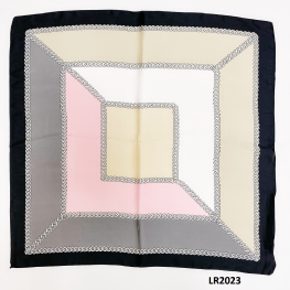 Satin Geometric Scarf LR2023-1Yellow/Pink/Grey/White