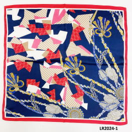 Satin Fashion Scarf LR2024-1 Blue  Satin Fashion Scarf LR2024-1 Blue