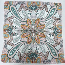 Satin Floral Scarf LR2030 Green/Pink/Yellow  Satin Floral Scarf LR2030 Green/Pink/Yellow